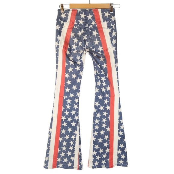 Free People Penny Pull On Flare Jeans Size 24 Stars and Stripes Americana - Picture 2 of 9